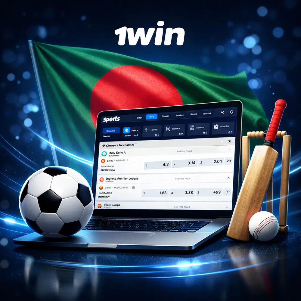 1win official online casino in Bangladesh 1win Bangladesh sports betting platform showing live odds on football and cricket matches, offering secure online betting for players in Bangladesh